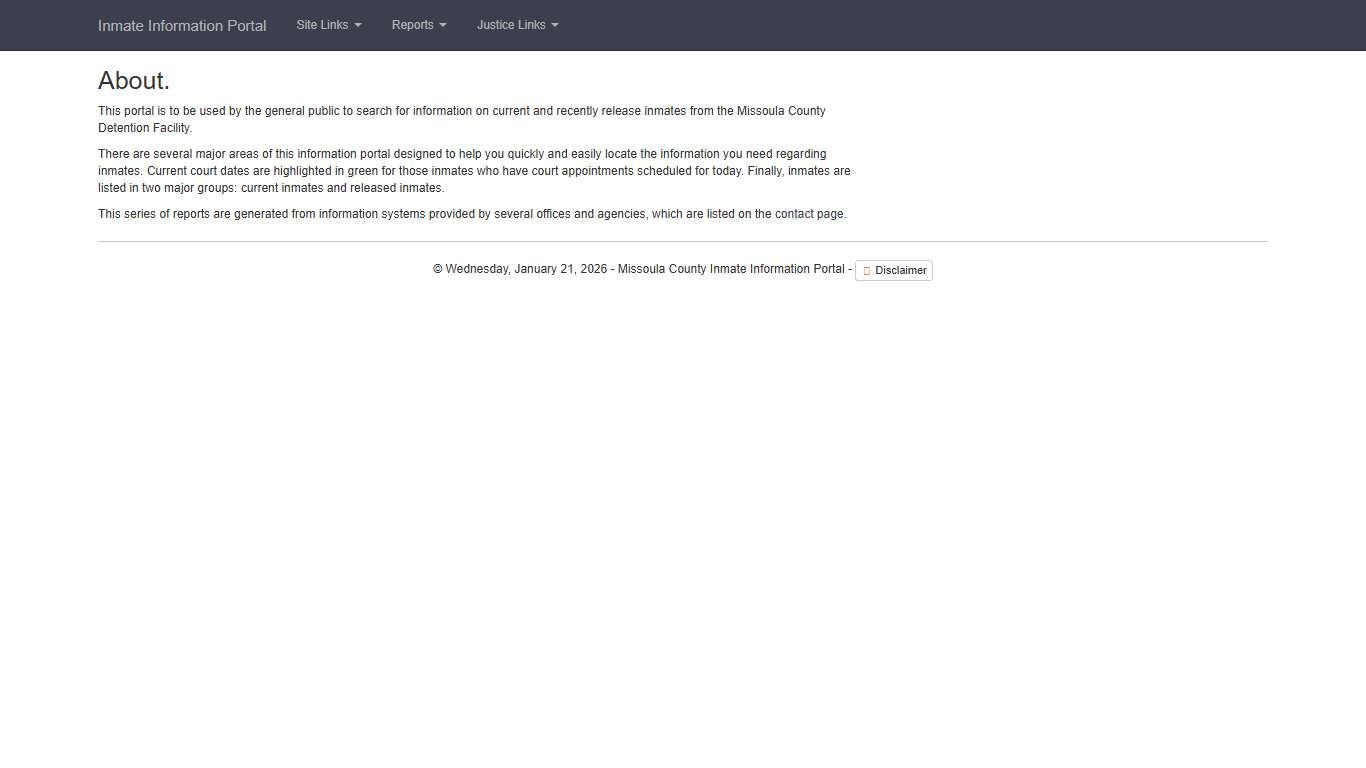 About - Missoula County Inmate Information Portal